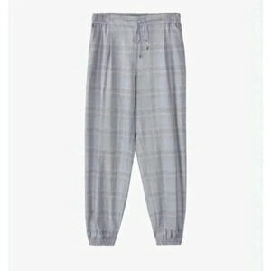 Massimo Dutti Plaid Jogger Pants Womens Sz 6‎ Pockets Elastic Waist Pleated